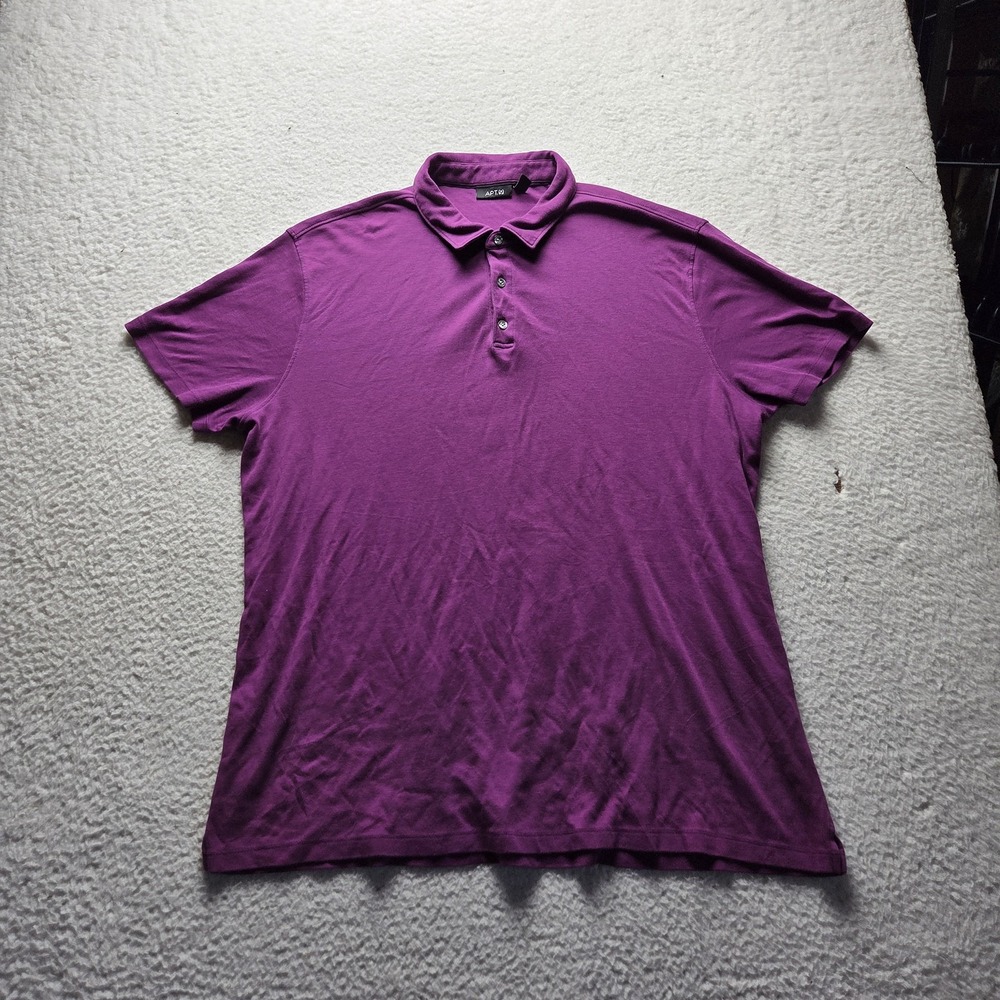 Apt. 9 Polo Shirt Mens 2XL Purple Solid Short Sleeve 100% Cotton Knit Top